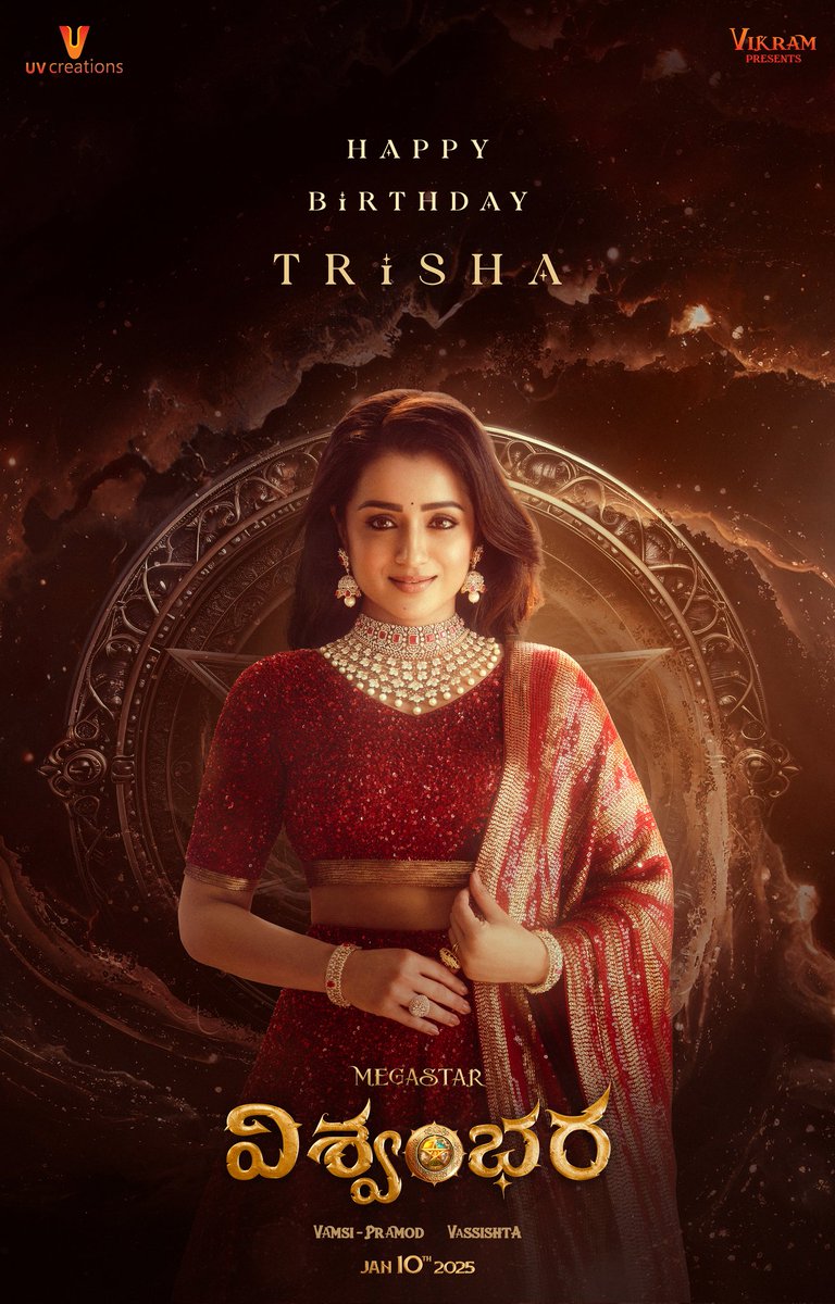 Team #Vishwambhara wishes the eternal beauty and the epitome of charm @trishtrashers a very Happy Birthday ✨ In cinemas 10th Jan 2025 🌠 MEGASTAR @KChiruTweets @DirVassishta @mmkeeravaani @UV_Creations