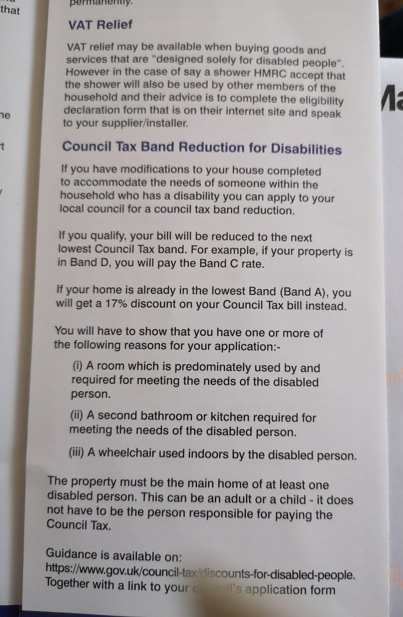 Reminder: Council tax reductions are really helpful if we have completed work that meets the criteria below. Apply through your district council.
#CouncilTax #DFG #disability