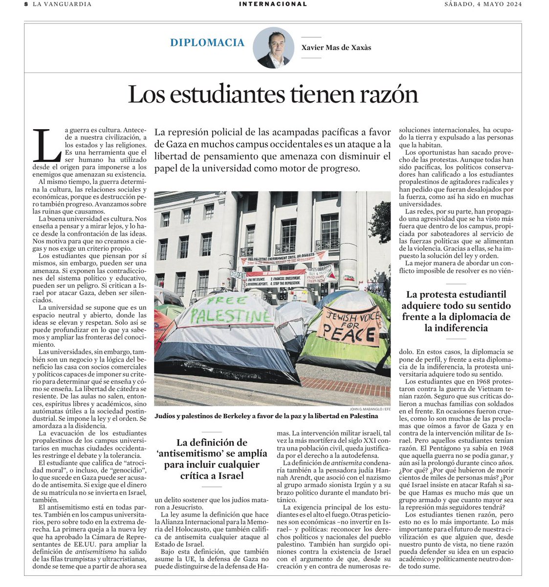 manudelafuente's tweet image. “Los estudiantes tienen razón”. Imprescindible esto de @masdexaxas hoy en @LaVanguardia