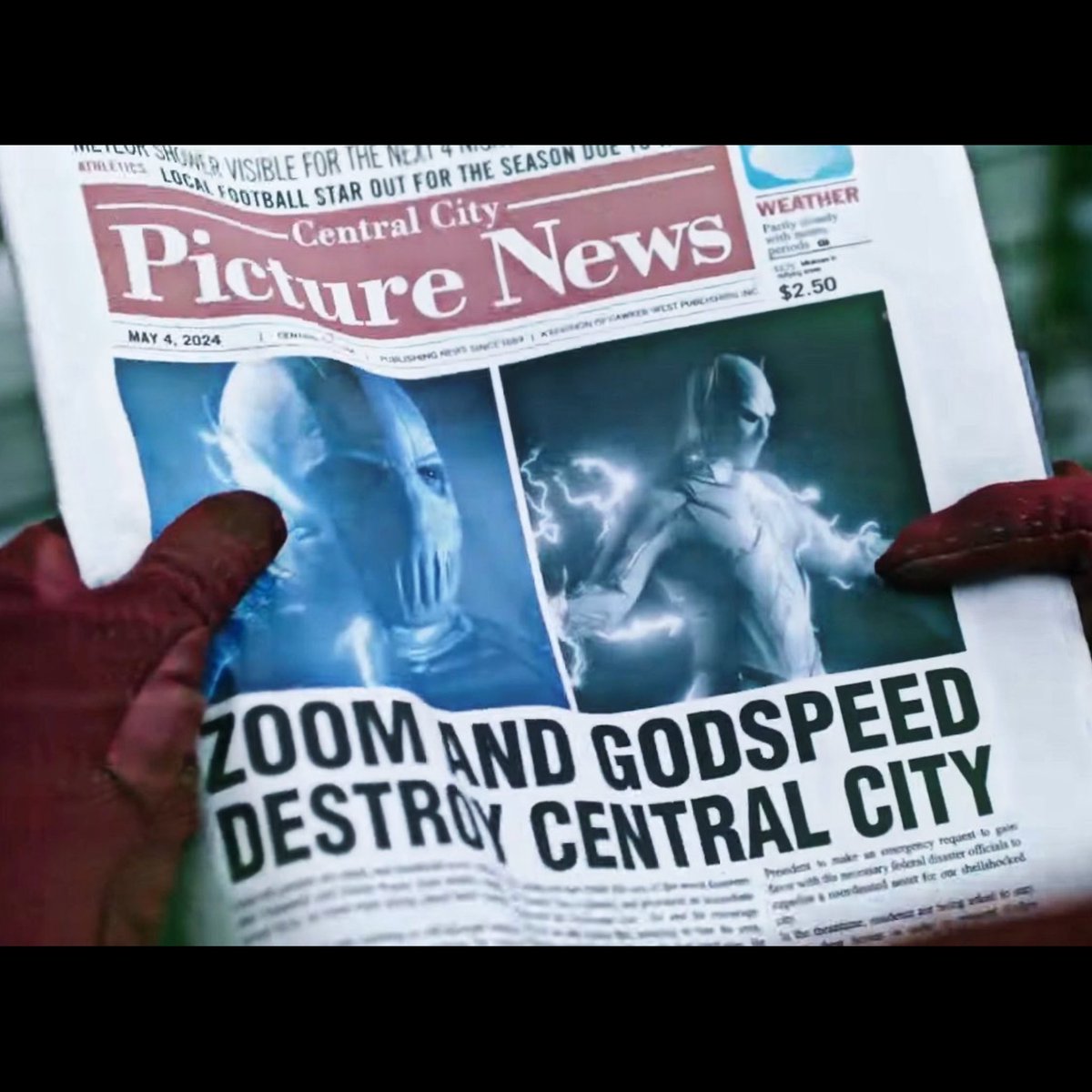 We’re hitting another milestone from The Flash TODAYYYY!!!!!!! 
May 4th 2024, is the day that Zoom and Godspeed are supposed to fulfill this headline & destroy Central City… ⚡️⚡️⚡️