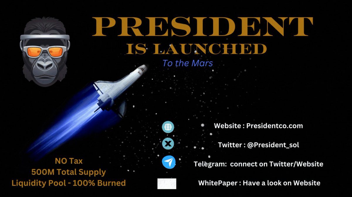 '🚀 Exciting news! President has officially launched and is already making waves in the market! Join us as we revolutionize the world of cryptocurrency with our innovative approach. Buy now and be a part of the future! #PresidentMemecoin #CryptoRevolution #LaunchDay'