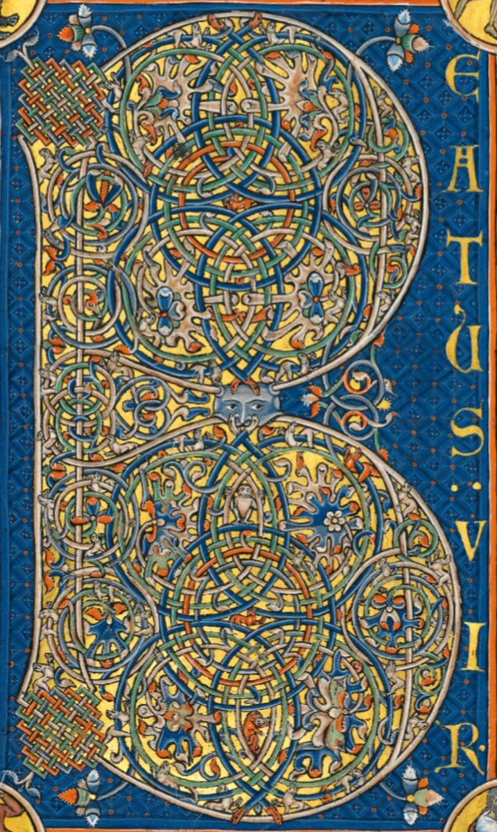 þrȳþ-weorc, n.n: a splendid, mighty work. (THRUETH-WEH-ork / ˈθryːθ-ˌwɛɔrk) Image: Lateinischer Psalter; England (Oxford), 13th century; @bsb_muenchen Clm 835, f. 30v. #OldEnglish #WOTD