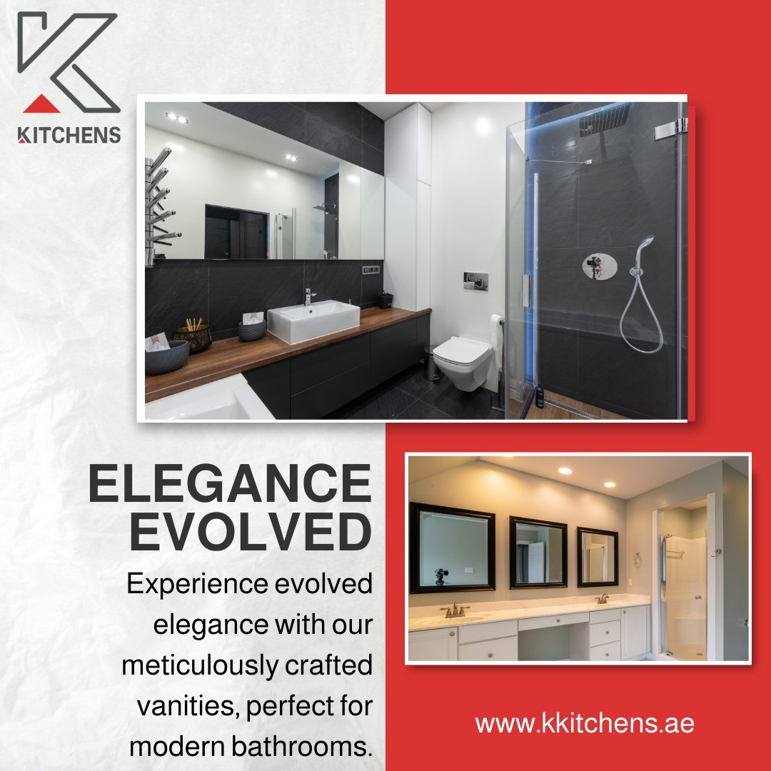 Elegance Evolved!
Experience evolved elegance with our meticulously crafted vanities, perfect for modern bathrooms.

#EleganceEvolved #MeticulousCraft #ModernBathrooms #VanityDesign #KKitchens #QualityCraftsmanship #DesignExcellence #StyleStatement