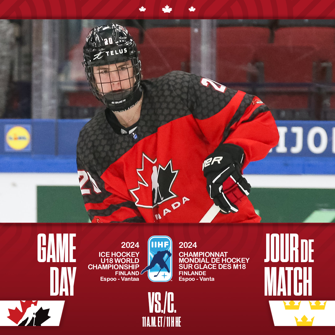GAME DAY! Semifinal Saturday. 🇨🇦🇸🇪 JOUR DE MATCH! Samedi de demi-finale. 🇨🇦🇸🇪 📺 @TSN_Sports / @RDS ⏰ 11 a.m. ET / 11 h HE 📰 hc.hockey/MU18Preview050… 📰 hc.hockey/MM18Apercu0504… #U18MensWorlds | #MondialMasculinM18