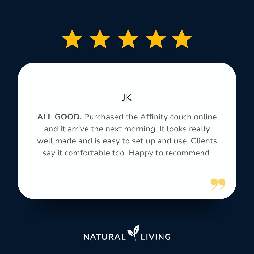 ⭐️ See why our customers love our products ⭐️

'ALL GOOD. Purchased the Affinity couch online, and it's a hit with my clients!'

#ClientSatisfaction #QualityFurniture #NaturalLiving