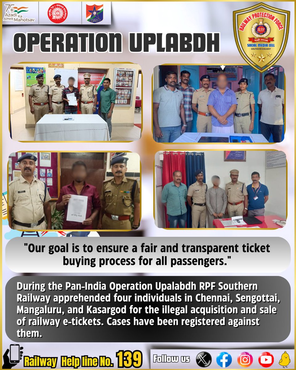 #operationupalabdh #RPF #RPFSR #Goodwork #railways #southernrailway @RailMinIndia @RPF_INDIA @GMSRailway