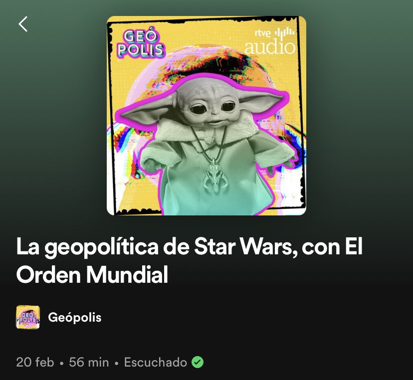 👾 Hoy es 4 de mayo o #MayThe4th, el día de Star Wars. Es un buen día para escuchar el capítulo que hicimos en “Geópolis” sobre la geopolítica de Star Wars. Analizamos la política detrás de la saga y qué nos enseña del contexto mundial. 🎧 Más aquí: open.spotify.com/episode/150by9…