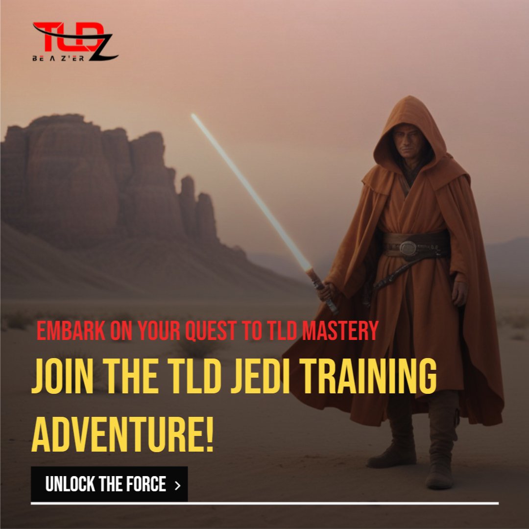 🛸Calling all Jedi Masters & Padawans of the Digital Galaxy!🚀Are you wielding a Top-Level Domain or dreaming of being a digital Skywalker?🤔Awaken your inner Jedi & embark on your path to #TLDSuccess ⚔️tldz.com/adventure Pwd: #DigitalJedi🚀 #OnlineEmpire #MayTheTLDBeWithYou