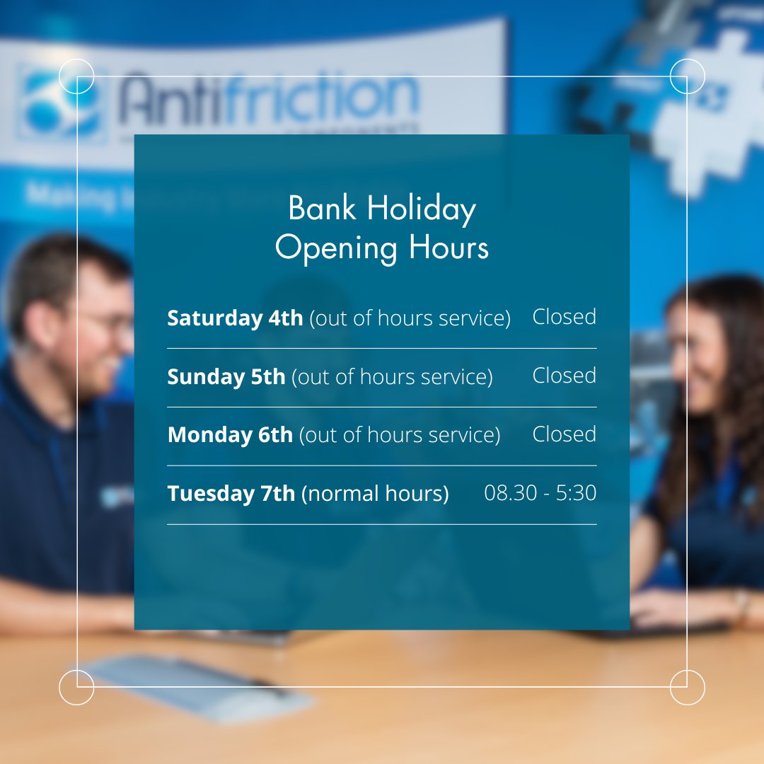 Antifriction are proud to support their customers 24/7, 365 days a year. Throughout the bank holiday we are still committed to supporting customers Optimise Uptime and Energy Efficiency 📈🔋 Click here to see details for your nearest branch antifriction.co.uk/locations/