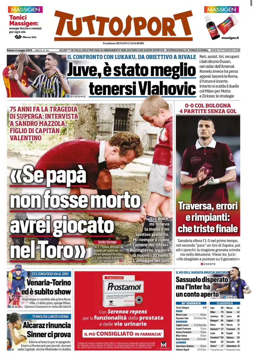 Buon sabato 4 maggio 2024 a partire dalla nostra consueta e quotidiana #rassegnastampa (#Gazzetta, #CorrieredelloSport, #Tuttosport)… ricordando che l’informazione di #calcioparlando ⚽️ prosegue per tutta la giornata in tempo reale con #news #calciomercato e #risultati