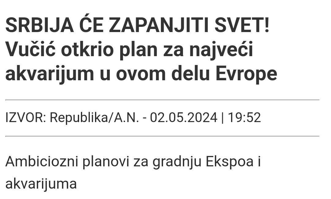 Zamisli da imaš komšiju, alkoholičar, bez posla, konfliktan, nema kuče zašta da ga ujede; i on uhvati da pravi bazen u dvorištu, pokriven sa grejanjem vode itd. Pa svakog bi to zapanjilo. Tako ćemo i mi zapanjiti čitav svet.