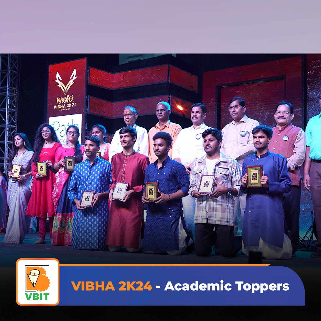 #Celebrating excellence at 𝙑𝙄𝘽𝙃𝘼 2𝙆24! 🏆 #Congratulations to our #AcademicToppers for their outstanding #Achievements. Your #Dedication & #Hardwork inspire us all. Keep shining bright!

#VBIT #VIBHA2K24 #AcademicExcellence #TopPerformers #Toppers #Success #VIBHA #Trophies