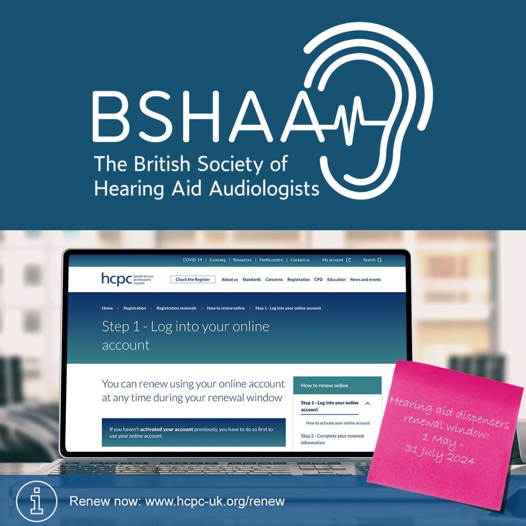 BSHAA HEARING AID DISPENSERS - IT'S RENEWAL TIME! @The_HCPC registration is now OPEN until 31st July 2024. Here's the HCPC handy step-by-step guide to assist you ➡️ hcpc-uk.org/how-to-renew #BSHAA #HADs #HearingAidDispensers #RenewalReminder #KeepYourRegistrationUpToDate 🦻