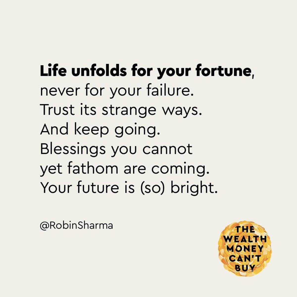 Life unfolds for your greatest good. A bad day for your ego really is an excellent day for your spirit. [Drop a 🙏🏽 below if you need this reminder today + SHARE it with someone you love so we spread the positive message.] Love + Respect, Robin