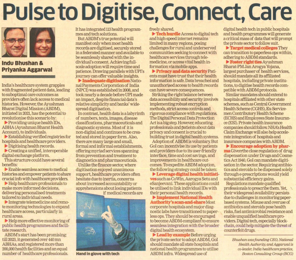 Our article today in ET on how to accelerate the adoption of Digital Health Mission.