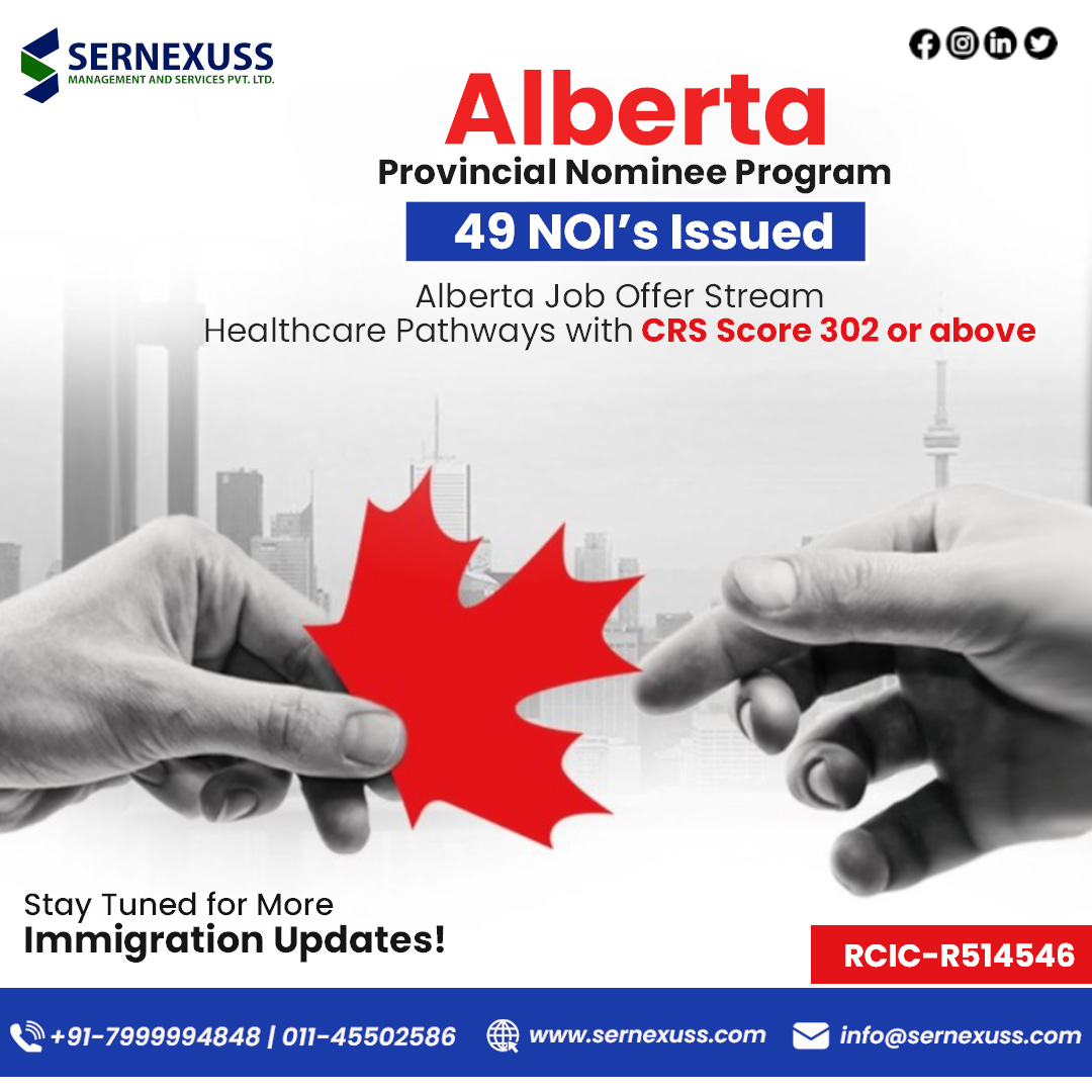 The latest Alberta PNP Draw issued 49 PR invitations. For more information call us at +91 7999994848 or drop an email to us at info@sernexuss.com You can also chat with our experts: bit.ly/3YFARfD #alberta #albertapnpdraw #expressentry #sernexuss #sernexussimmigration