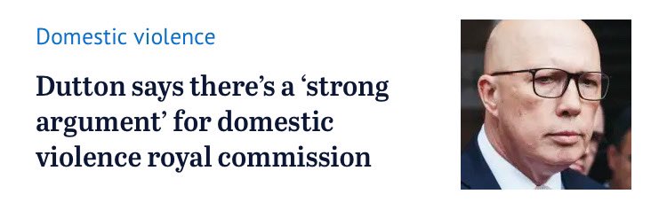 Yet, in c.10yrs in gov, LNP voted down paid leave for victims of DV, slashed funding for anti-domestic violence education in schools & kept an AG accused of rape in office. Yet again, Dutton only calls for action on an issue he’s neglected after Labor show the guts to take it on