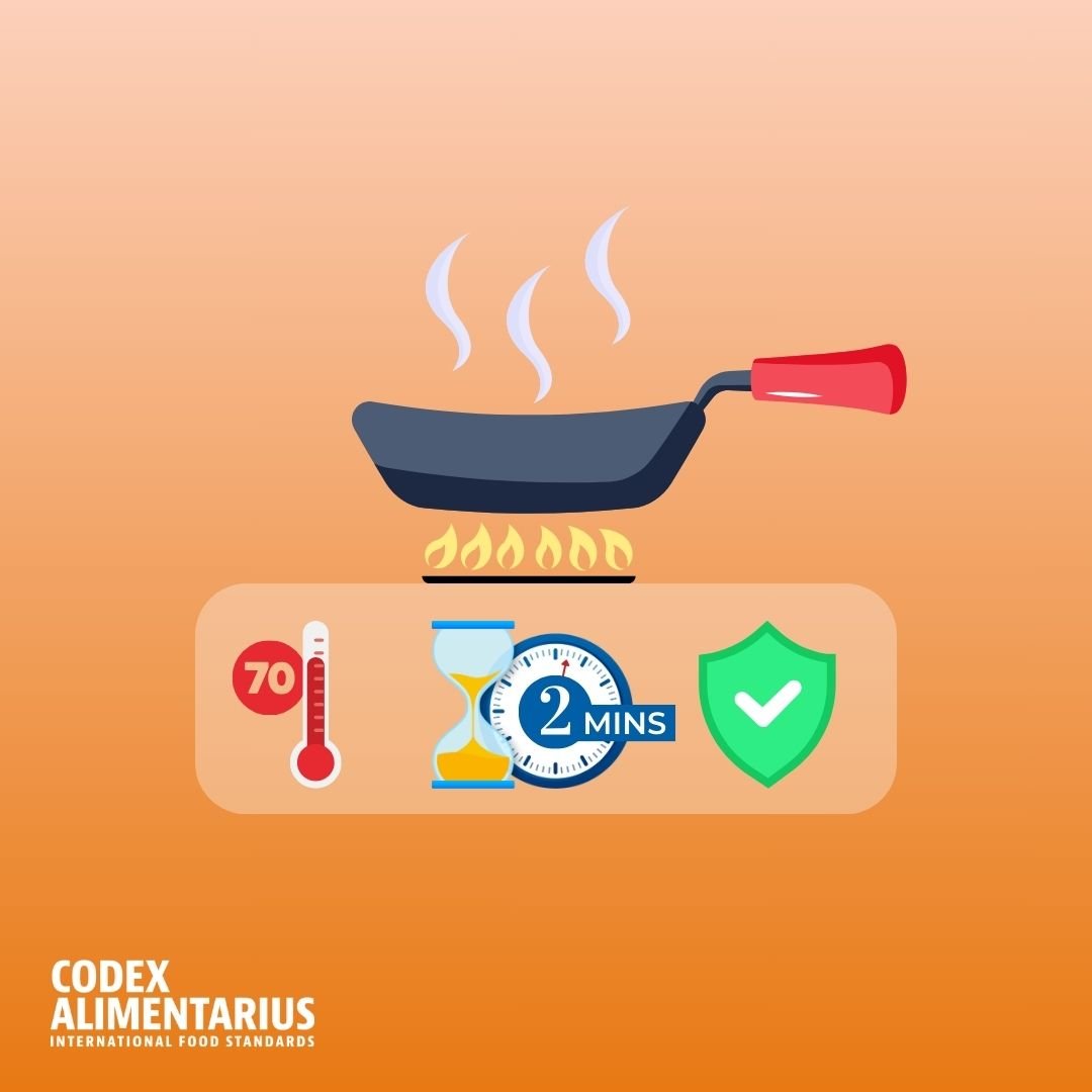 🤓 | Practice #FoodSafety every day❗️ 👉 Cooking food to a temperature of 70°C for at least 2 minutes can help ensure it is safe for consumption. 🌡️Use a food thermometer to check the internal temperature of foods during the cooking process.