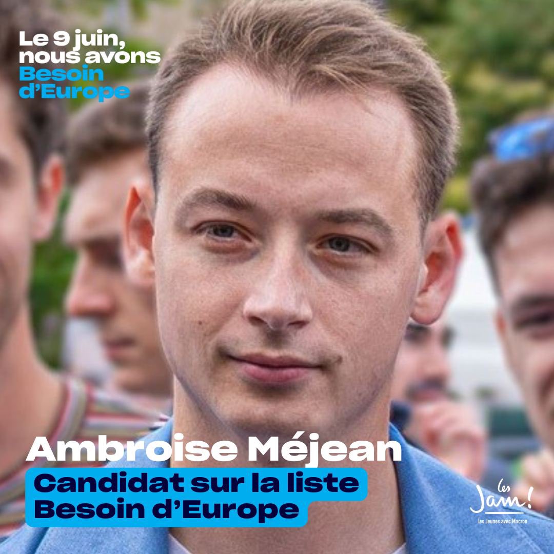 Le Président de notre mouvement, @Ambroise_Mejean, sera candidat sur la liste @besoindeurope portée par @valeriehayer ! 👏🏻 🇪🇺 Nous sommes déterminés à faire entendre le 9 juin que notre pays et notre jeunesse ont besoin d'Europe.