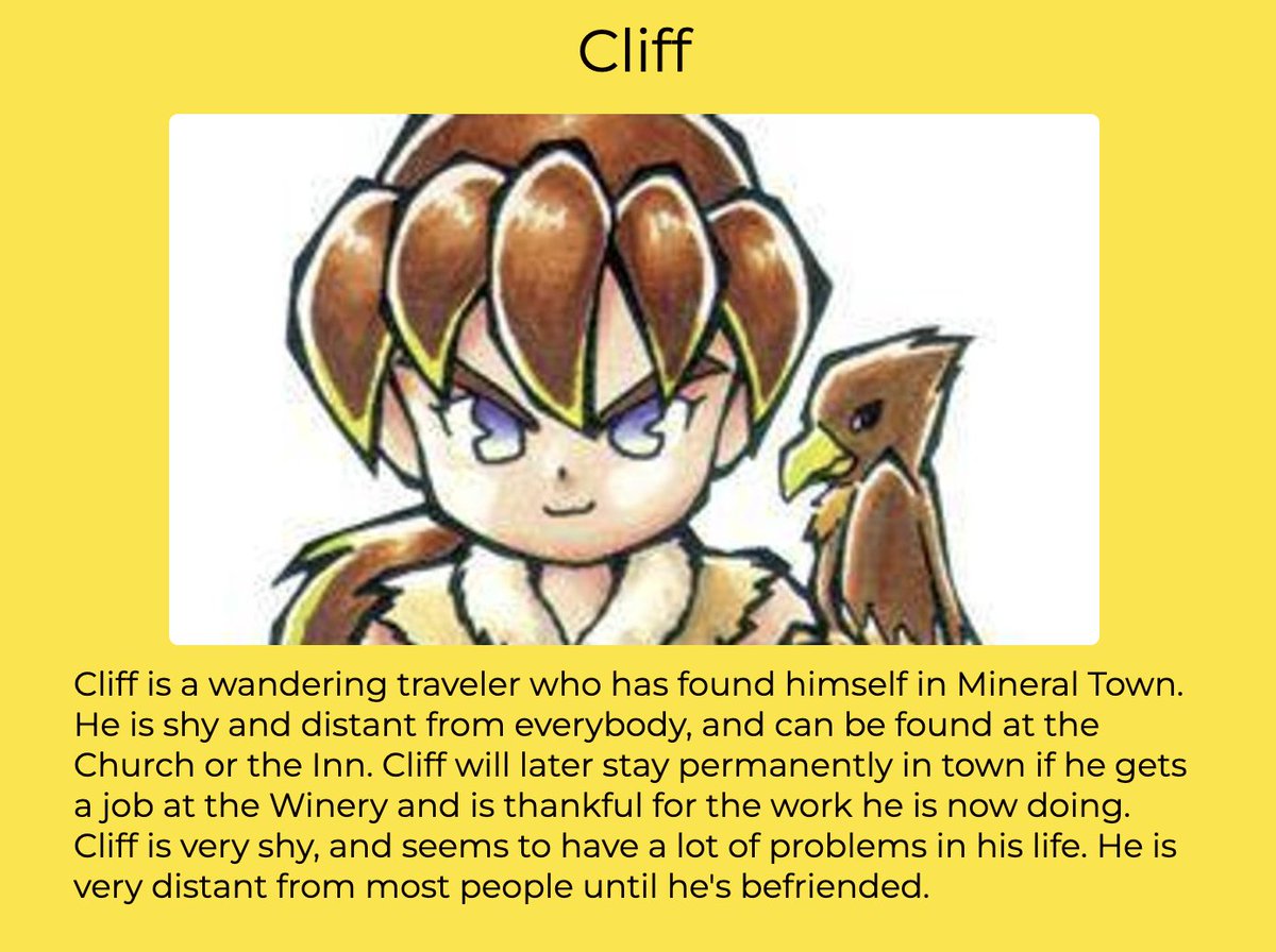 I got Cliff - Who's Your Harvest Moon/Story of Seasons Match? mypotatogames.com/take-a-quiz-an…
