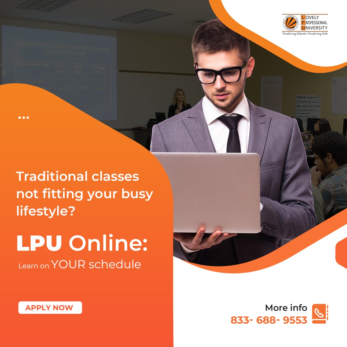 Struggling to fit in classes around your busy schedule?LPU Online can help! We offer flexible online programs that fit your needs. Apply Now!

Contact details- +91- 8336889553
WhatsApp:- wa.me/message/TINDX5…

#EduKyu #LPUOnline #LovelyProfessionalUniversity #lpuonlinelearning