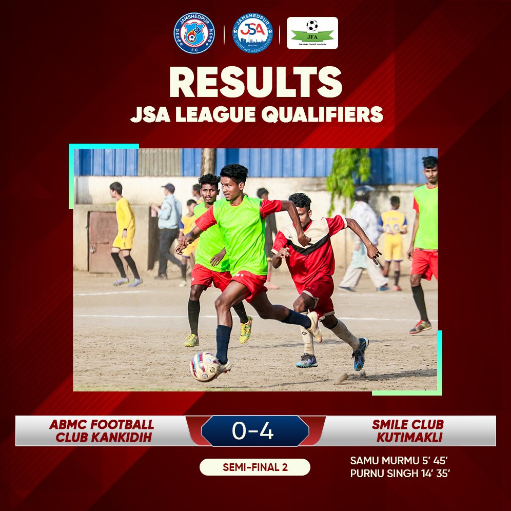 Hansda Star Jamshedpur & Smile Club Kutimakli Clinches Victory to Secure Final Spot in JSA Qualifiers. 🦾🔥

#ApnaJSALeague #jsaleague #jsaleague2024 #JamKeKhelo #football #indianfootball