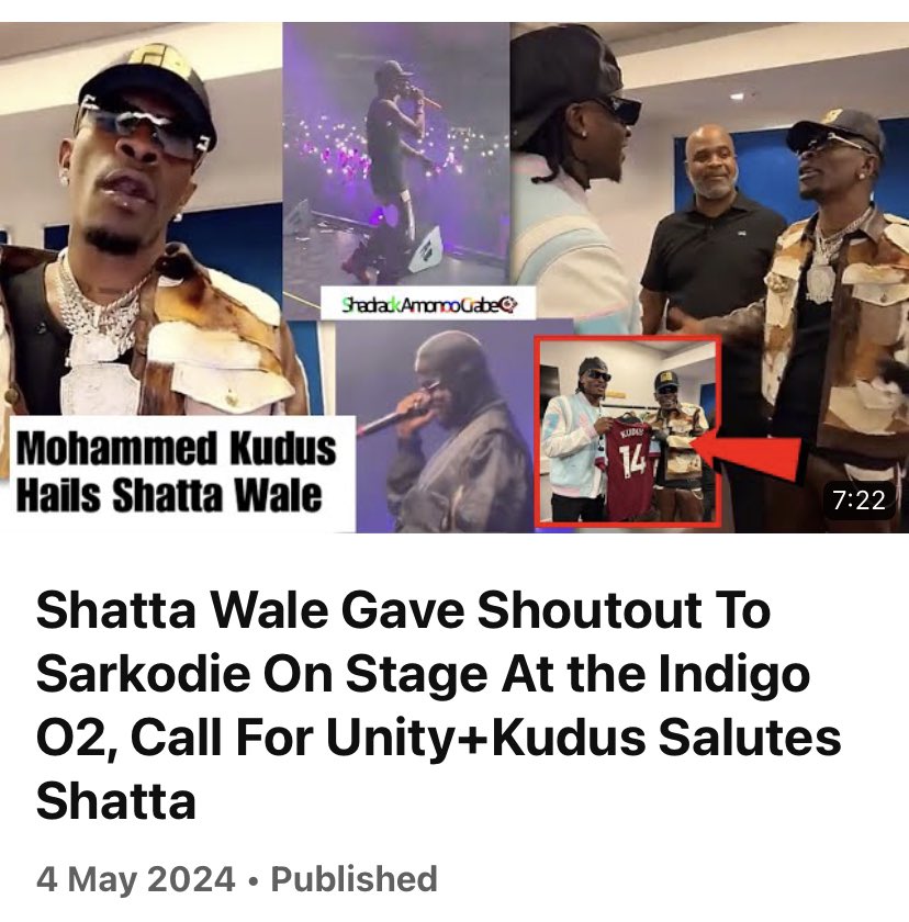 • “Ghana Can Also Do It! It’s All About Unity, Shout Out To Sarkodie, This is A Great Step” - Beautiful Moment When Shatta Wale Sent Shoutout To Sarkodie On Stage And Called For Unity During His Performance At Medikal’s Concert At the Indigo O2 • Mohammed Kudus Couldn’t Hide…
