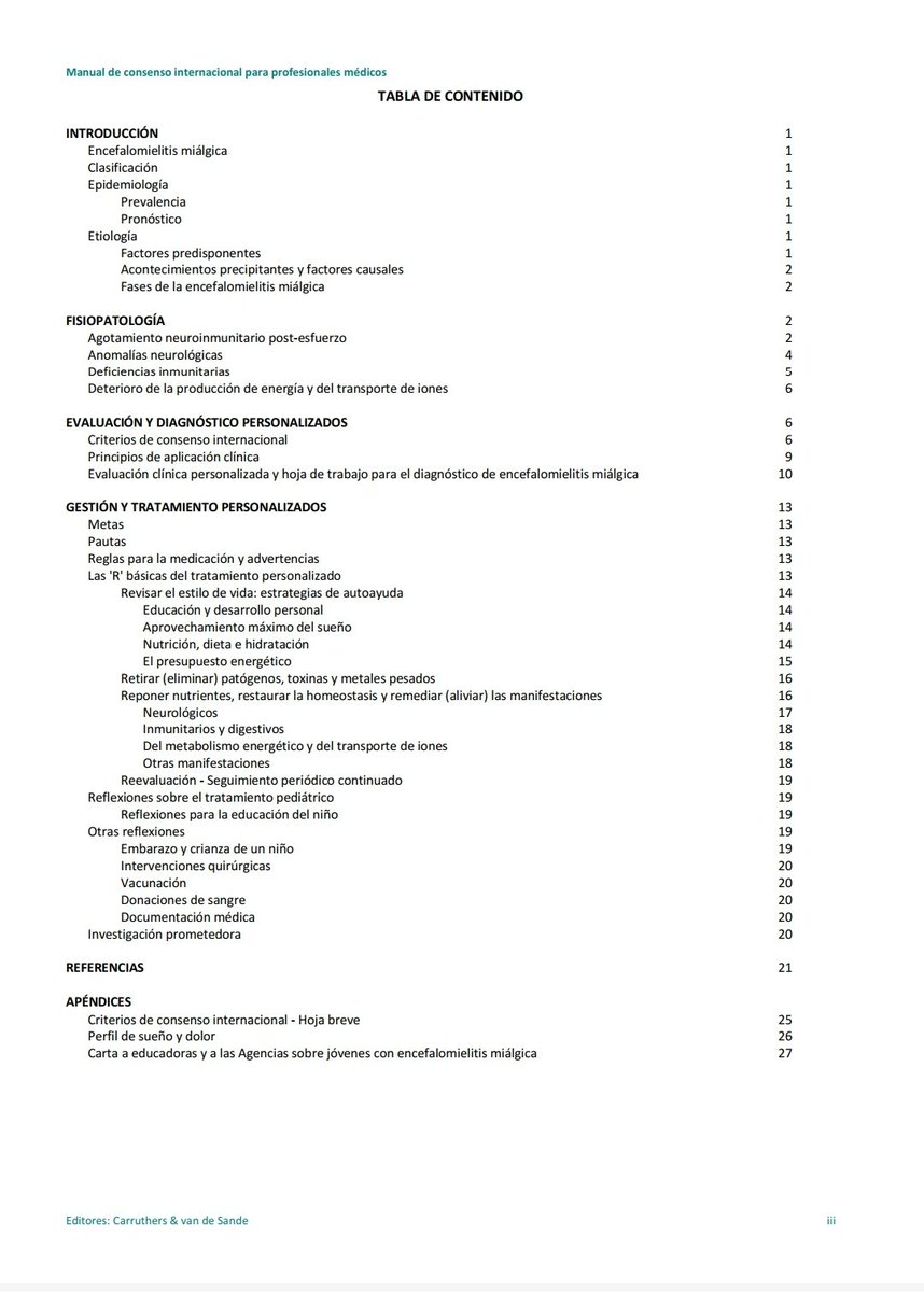 2. Encefalomielitis Miálgica Adulta y Pediátrica: Manual de Consenso Internacional para Profesionales Médicos (2012). El mismo panel de expertos que elaboró los CCI escribió esta joya de manual. Está traducido a español y se puede descargar en ⤵️ ongpem.org/emsfc/document…