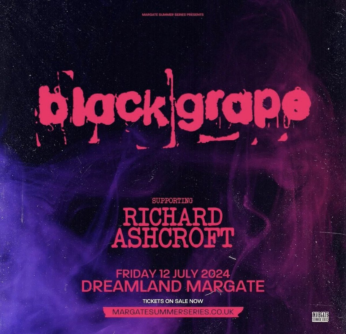 🍇 BLACK GRAPE play Dreamland in Margate on Friday 12th July 2024 with Richard Ashcroft 🍇 . Tickets available now: ticketweb.uk/event/richard-… . #BlackGrape #ShaunRyder #KermitLeveridge #RichardAshcroft #Dreamland #Margate #Livemusic 💜💜💜