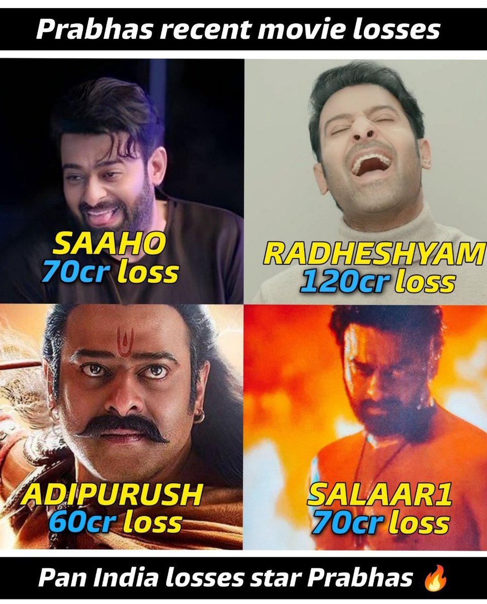 @Nani_____4_ If launching huge losses movie is a sport

#Prabhas is a trend setter in it losses from Saaho 🔥 💥