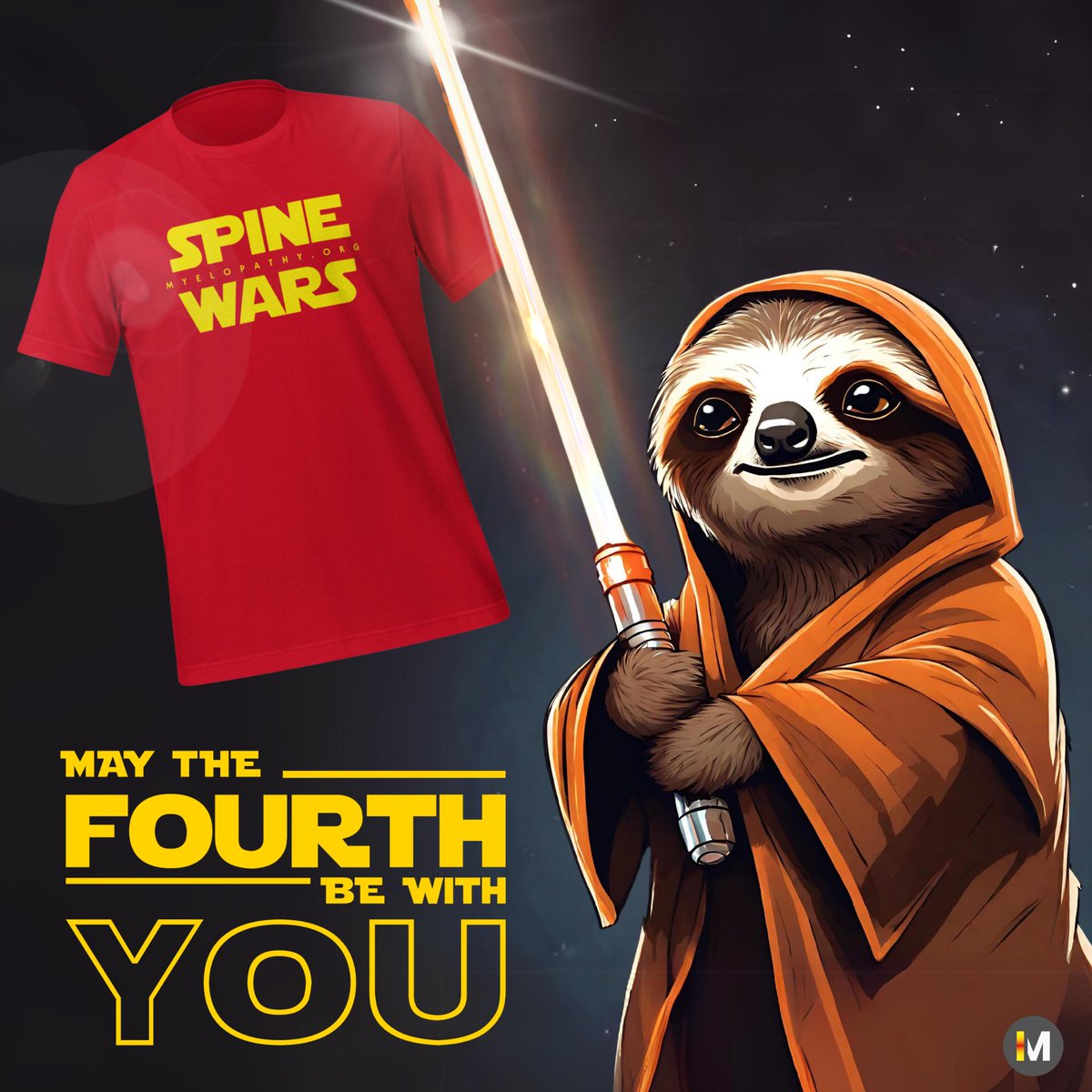 'May the 4th be with you! 🌌 Check out our exclusive spine wars merchandise,available now at store.myelopathy.org 🧡#SpineWars #MayThe4th #MyelopathyAwareness #MyelopathyOrg
#MyelopathyMatters
#MyelopathyCharity 
 #Myelopathy