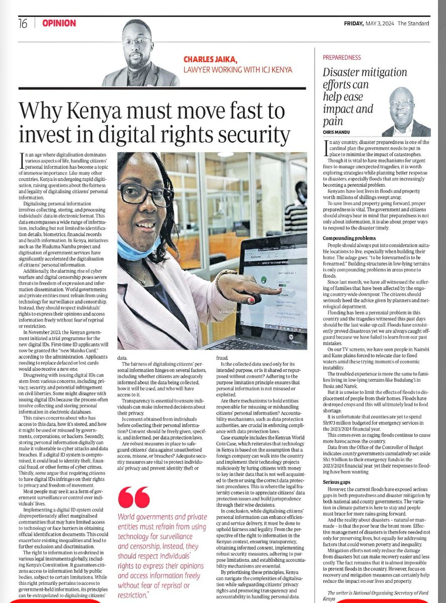 Like many other countries, Kenya is undergoing rapid digitization, raising questions about the fairness and legality of digitalizing citizens’ personal information. icj-kenya.org/news/why-kenya…