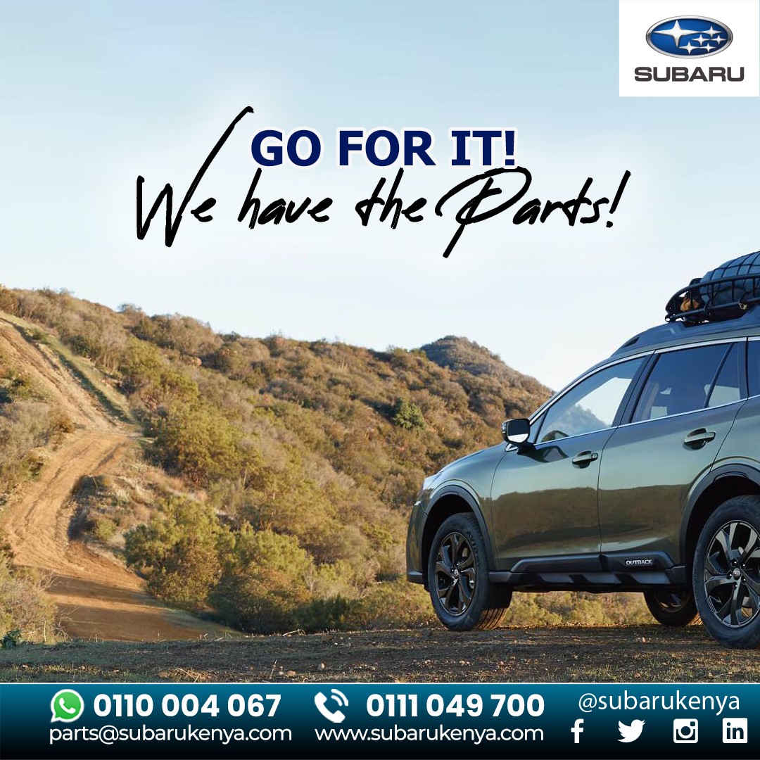 We have just received a wide range of genuine Subaru parts in our warehouse. To place your order or find out more, please visit us at our branches in Nairobi, Mombasa, and Kisumu. Call/WhatsApp us on:110004067 OR email us on: parts@subarukenya.com.