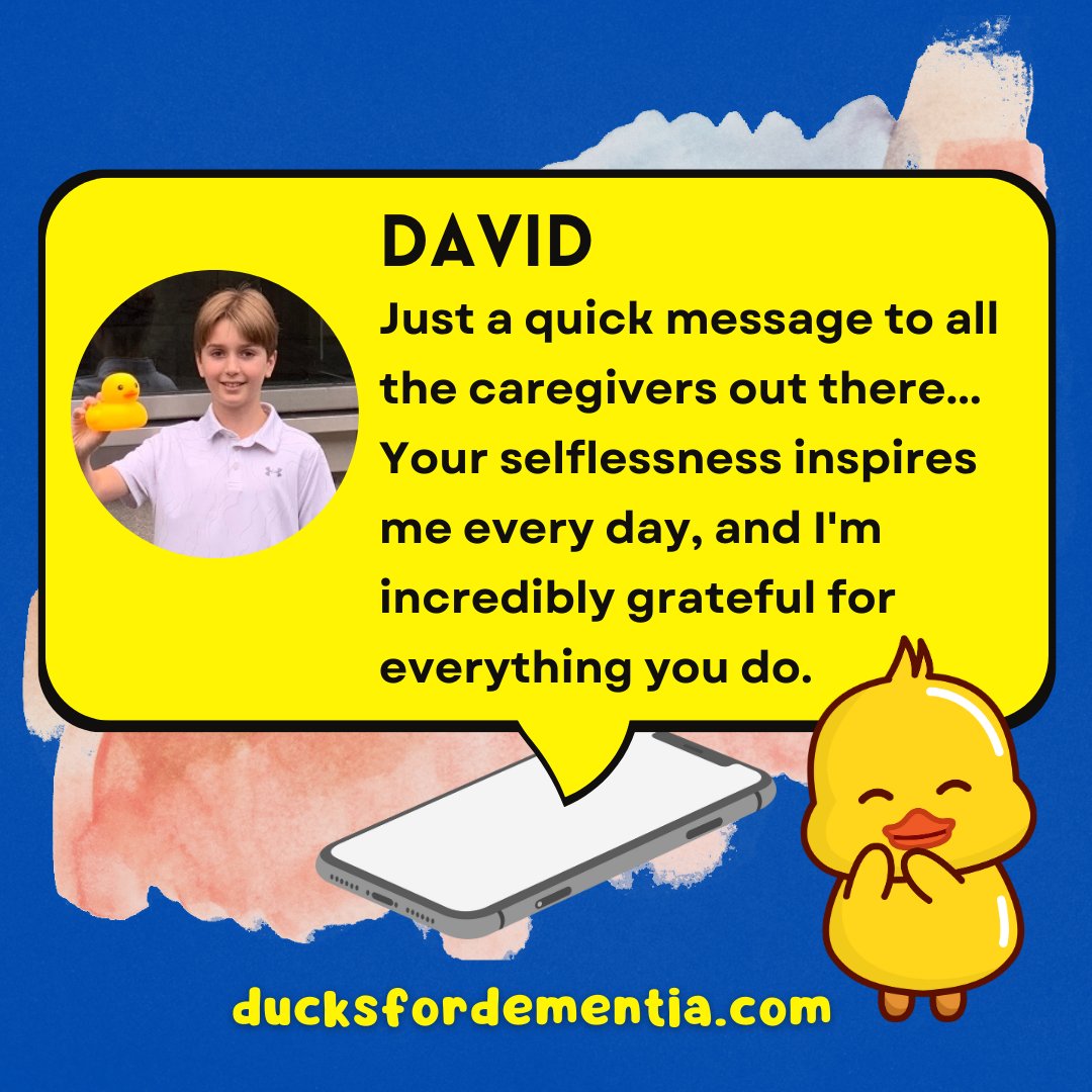 Quick thank you to all the caregivers from your friend David! 🐤

💻 ducksfordementia.com 

#ducksfordementia #dementia #dementiaawareness #alzheimers #alzheimersawareness