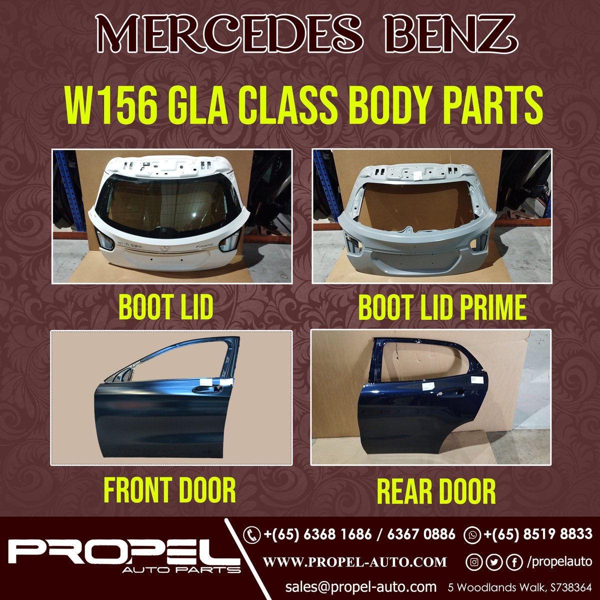 Mercedes W156 GLA Door Shell & Boot Lids available in #ReadyStock Come & Grab at #5WoodlandsWalk #SG #GenuineBodyParts #SGcars #ImportedGoods #GLA #W156 #GLA180 #GLA200 #GLA220 #Bootlid #DoorShell #Emptydoors #PropelAutoParts #MercedesBenz #MercedesParts #Door #Buy #GrabFast