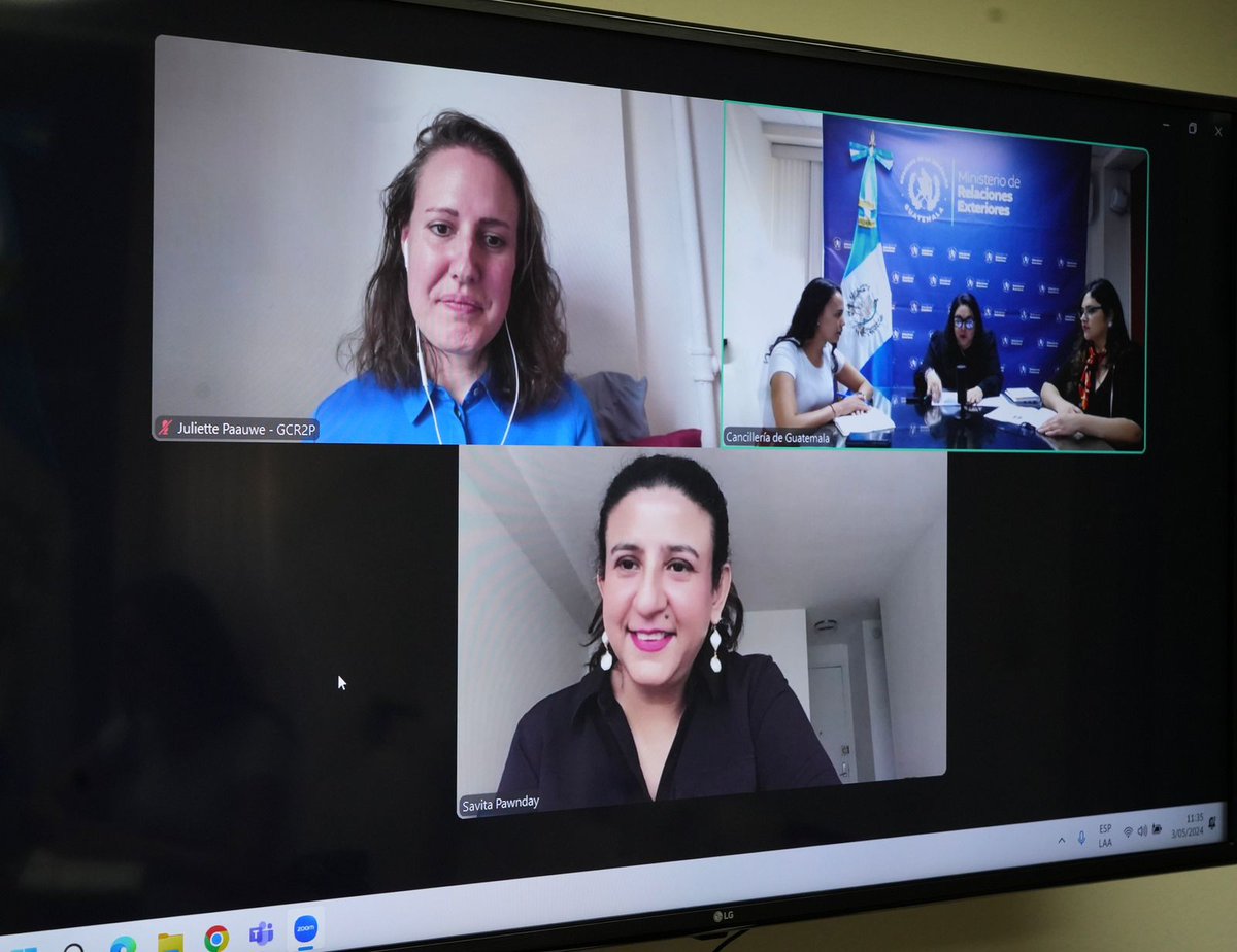 La #ViceCancillerGT @Monicabolanos8 sostuvo una reunión virtual con la Directora Ejecutiva del Centro Global para la Responsabilidad de Proteger, @savita_pawnday, en la que abordaron el trabajo que realiza dicho Centro, junto con el Grupo de Amigos de #R2P, que #Guatemala…