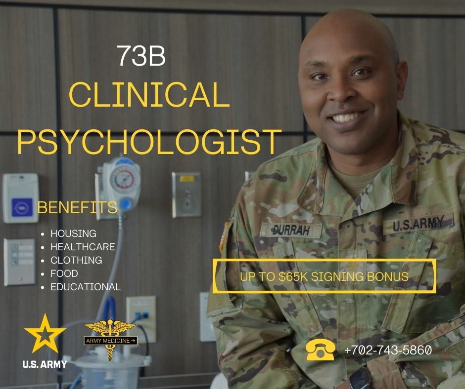 We're looking for dedicated professionals to provide crucial support to our soldiers.  DM, call 702-743-5860, or visit rb.gy/qkf67 to learn more about this incredible opportunity today! #Armymedicine #ClinicalPsychology #MilitaryCareers #beallyoucanbe #goarmy