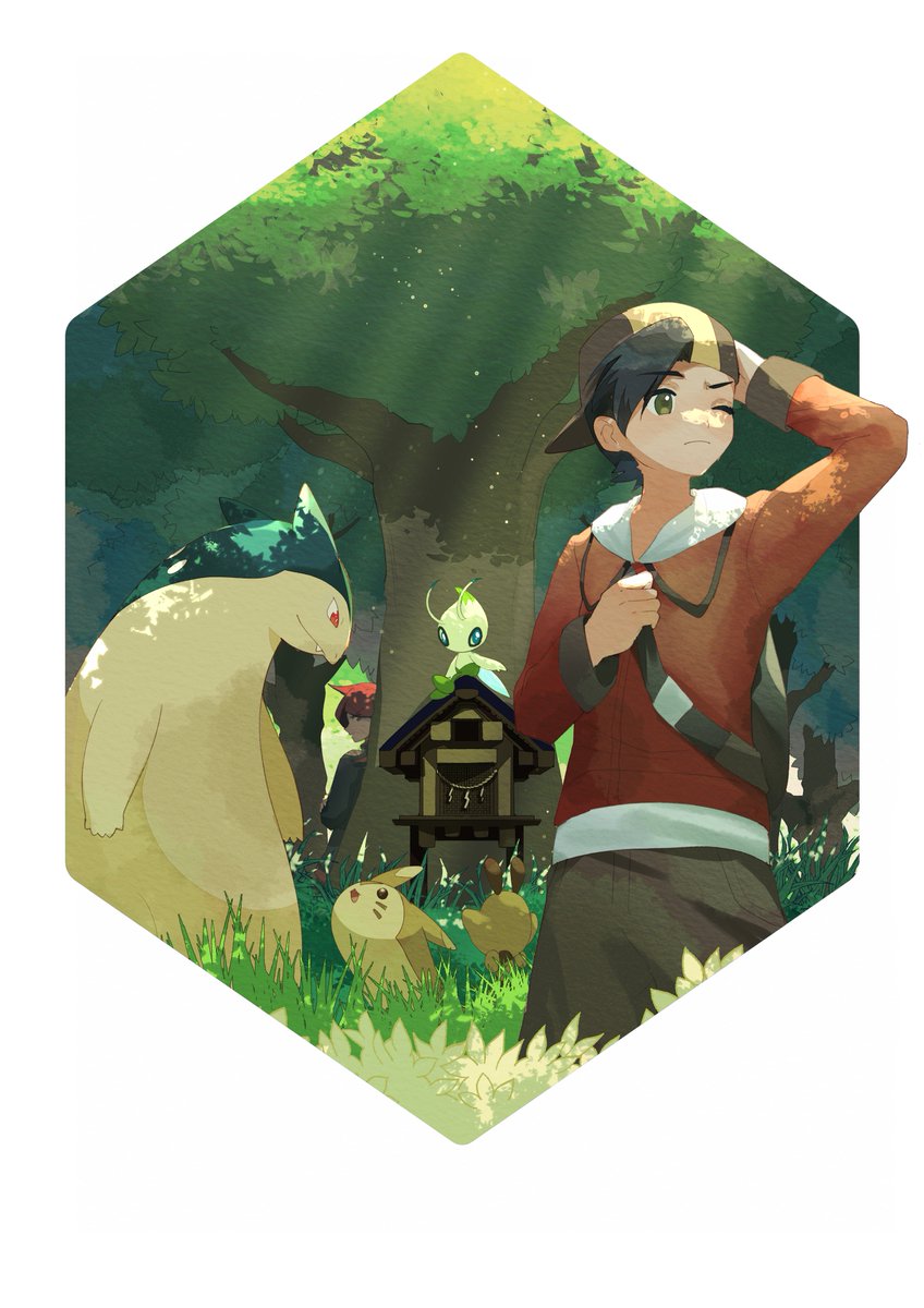 ethan (pokemon) short hair black hair long sleeves 1boy hat closed mouth standing  illustration images