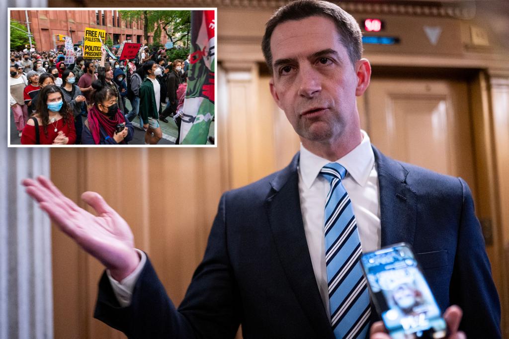 Sen. Tom Cotton introduces bill to block anti-Israel protesters from getting Biden student loan bailouts trib.al/zGEXZVD