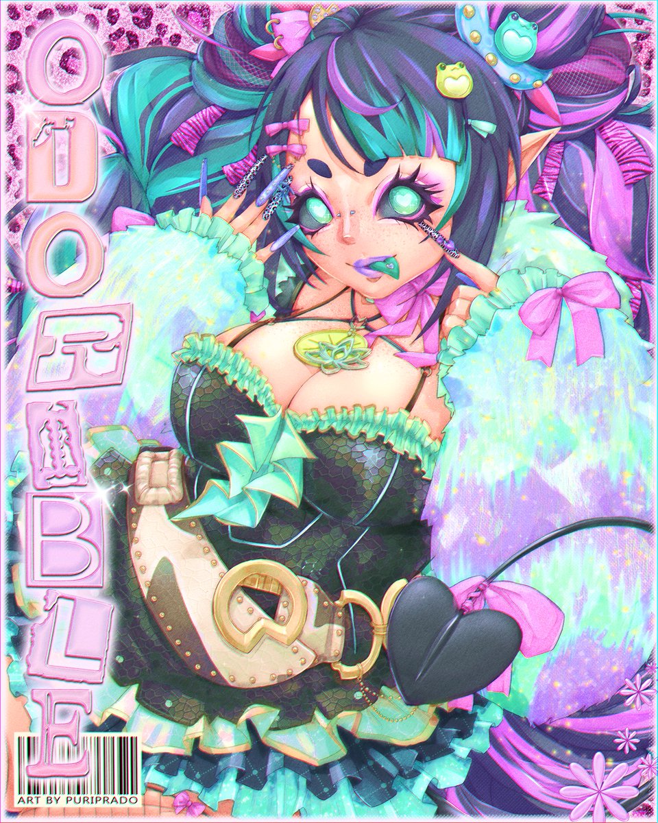 YAY TO HITTING 100💕🎉 Thank you everyone for the love and support~! I hope you also enjoy the outfit reveal/design of @puripradoo 's Neo Froggo Gal~ Do you hear that nightcore in the distance? Thank you Puri for making my aesthetic dreams come true~🥰