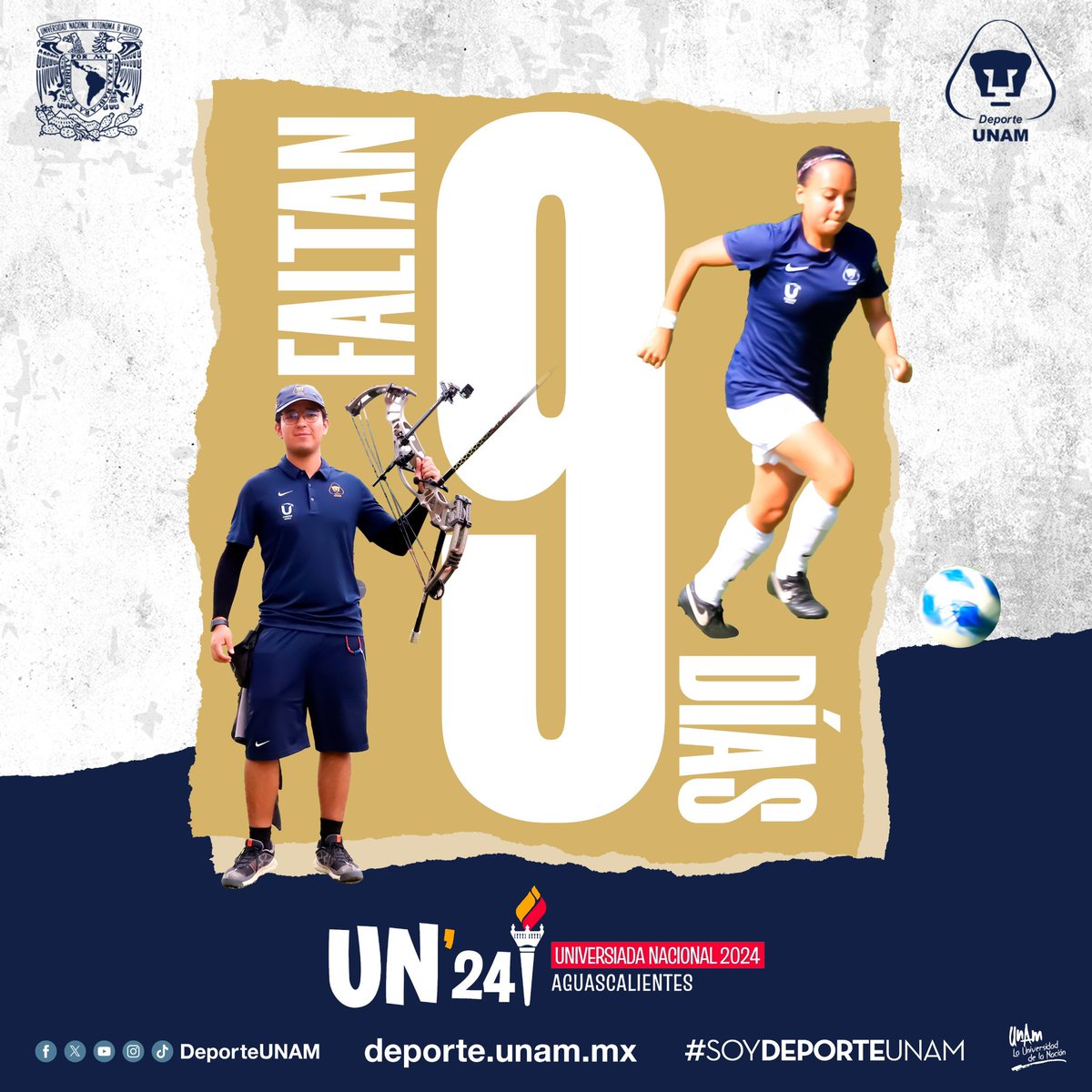 DeporteUNAM's tweet image. 🐾✨ Faltan 9 días para que nuestro contingente #Puma inicie su participación en la
#UniversiadaNacional 2024 👏🏼🔝 

#SoyDeporteUNAM