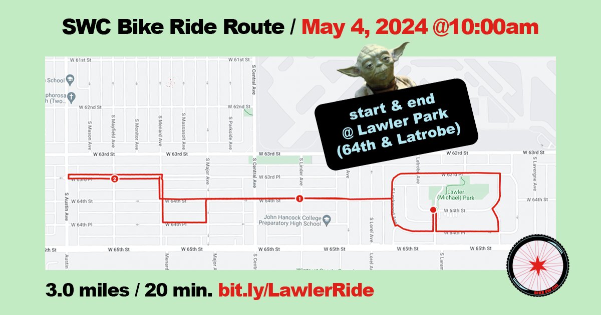 Ride bikes, you must. Especially on #MayTheFourth. Hope to see you at Lawler Park at 10am!