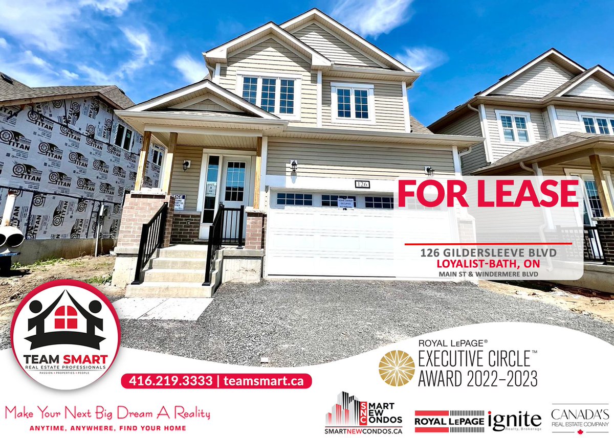 𝐅𝐎𝐑 𝐋𝐄𝐀𝐒𝐄 - 126 Gildersleeve Blvd, Loyalist-Bath ON | ⛳️  Main St & Windermere Blvd
teamsmart.ca/idx/X8290070/L…
| 4 BED | 3 BATH | 2+4 PARKING | MLS : X8290070

​#TEAMSMART #RealEstate #Professionals #FOLLOWERS #LIKES #REALTOR #ROYALLEPAGE #FORSALE #REEL #Buyers