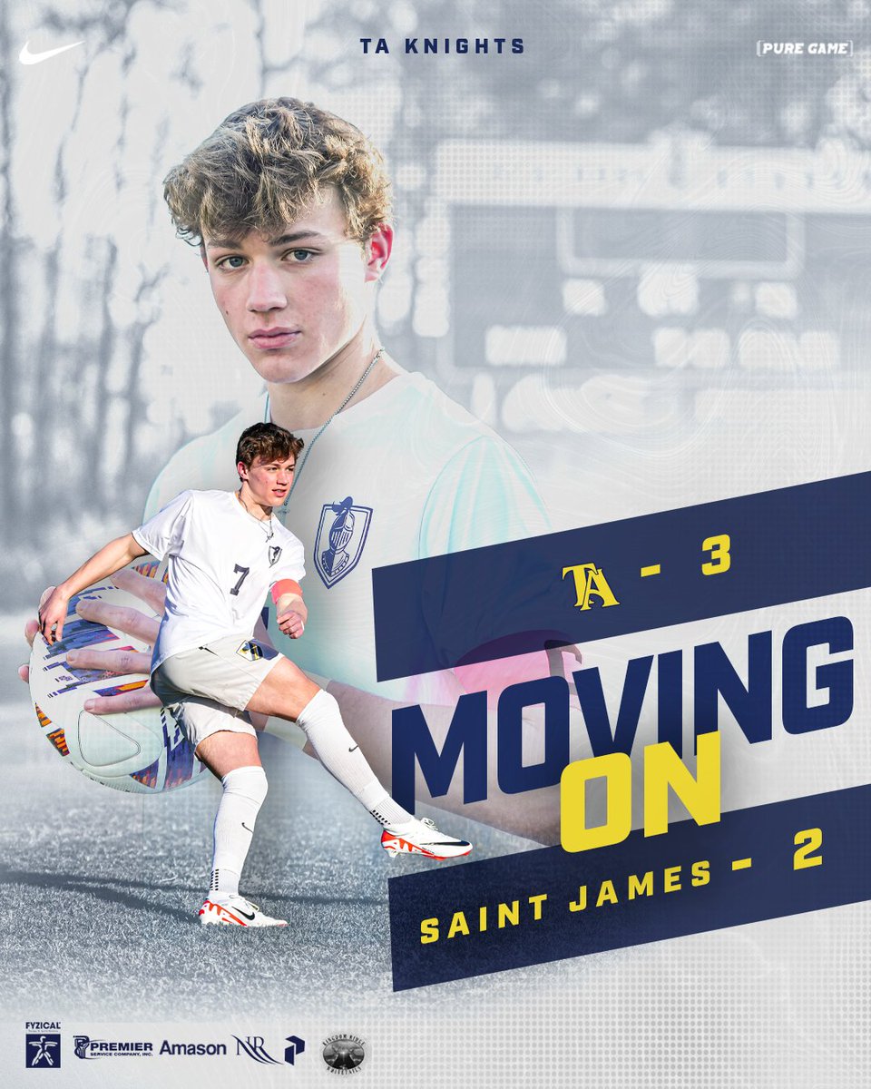 𝐓𝐀 𝐊𝐍𝐈𝐆𝐇𝐓𝐒 𝐖𝐈𝐍! ⚽️ 🏆 Knights take care of their Elite 8 match with a come back win vs Saint James. Goals by Simon Mitrev (1) and Anton Schmidt (2). The Knights will move on to the Final Four next week in Huntsville. #GoKnights #TuscaloosaAcademy