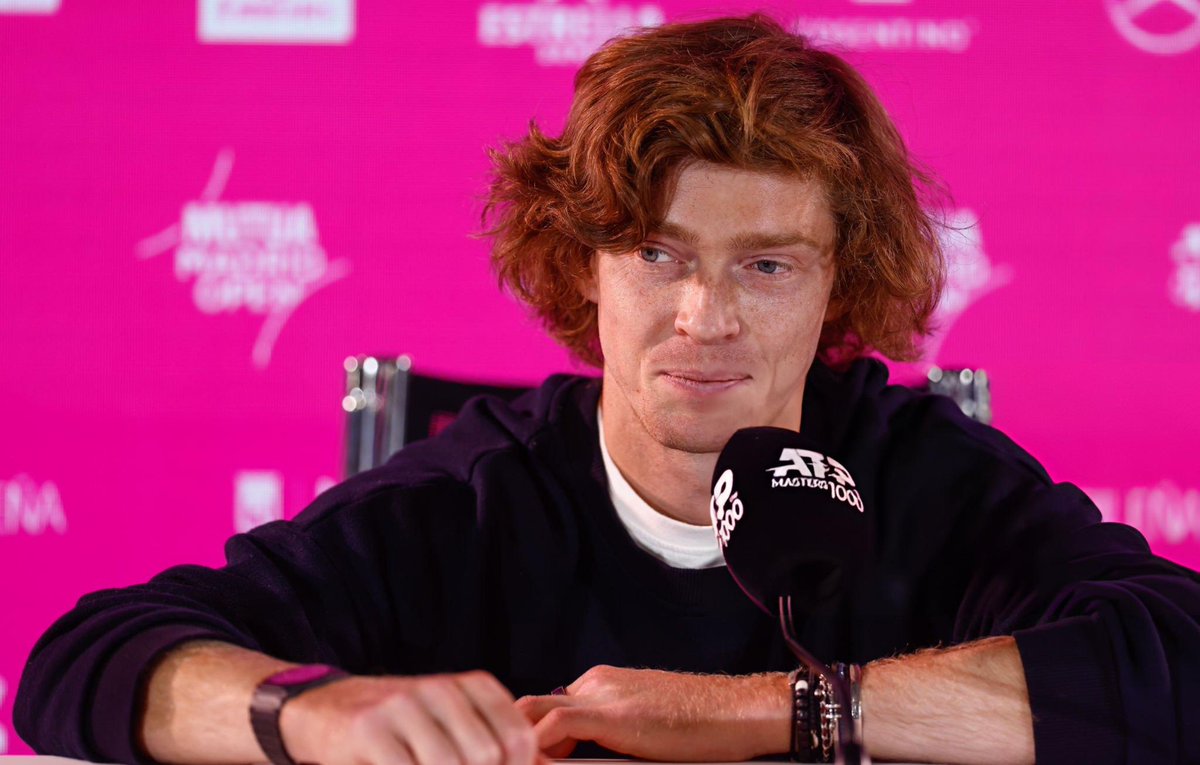 Andrey Rublev during the press conference 🎤 

📸 gettyimages 
#MMOPEN #MadridOpen #Rublev