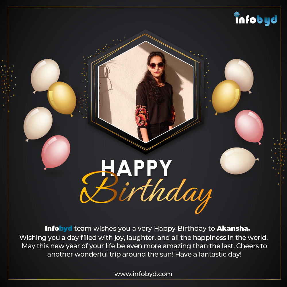 Infobyd team wishes you a very Happy Birthday to dear Akanksha📷📷

May this new year of your life be even more amazing than the last. Cheers to another wonderful trip around the sun!

Have a fantastic day ahead📷!

#infobyd #HappyBirthday #EmployeeBirthday  #zohopartners
