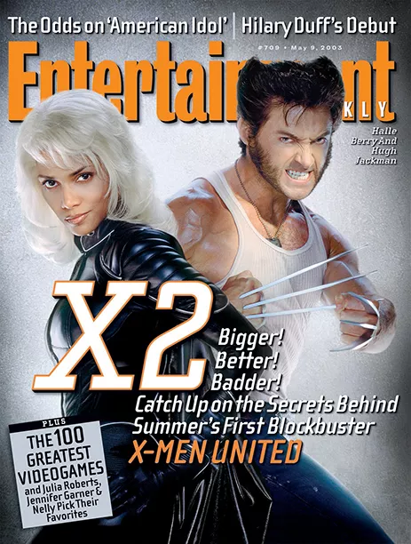 X2: #XMen United stars Halle Berry and Hugh Jackman on the cover of Entertainment Weekly (2003)