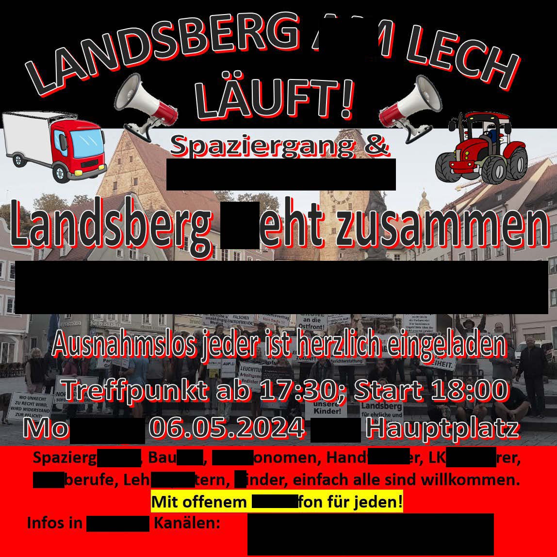 Nicht nur die #RKIProtokolle / #RKIFiles werden zensiert, sondern auch die Meinungsfreiheit auf Versammlungen 

Das Landratsamt Landsberg am Lech verbietet seit einigen Wochen aus reiner Lästigkeit und mit willkürlicher Begründung die motorisierten Demos in Landsberg, da zu…