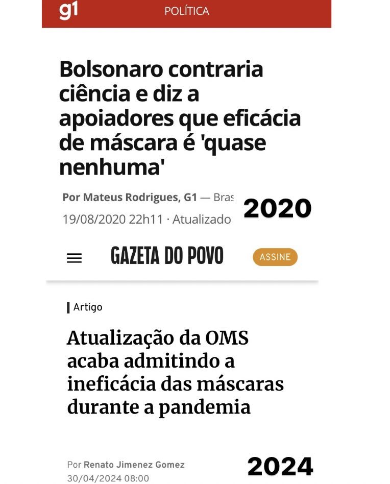 Mascaras que não protegem, vacinas que não imunizam. Não como o tempo para colocar as coisas no seu devido lugar