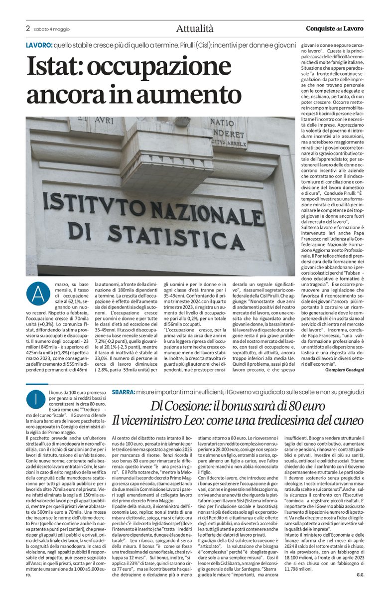 La pagina Attualità di oggi su @conquistepromo Seguiteci sul tabloid digitale▶conquistedellavoro.it